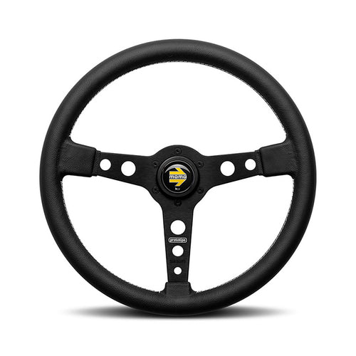 Steering Wheel, Prototipo black spoke/black leather 370mm Momo