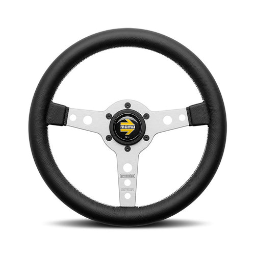 Steering Wheel, Prototipo silver spoke/black leather 320mm, Momo