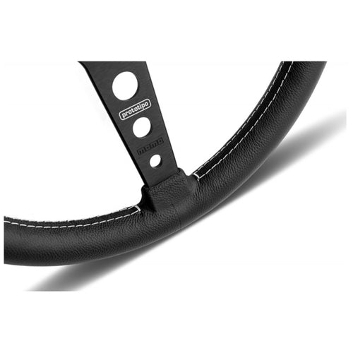 Steering Wheel, Prototipo black spoke/black leather 370mm Momo