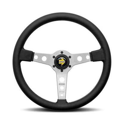 Steering wheel, Prototipo silver spoke/black leather 370mm, Momo