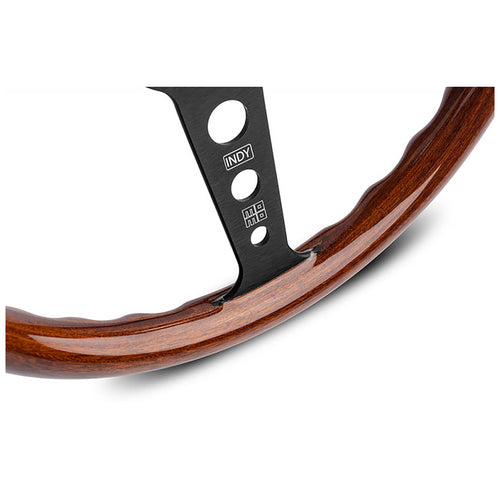 Steering wheel, Indy heritage mahogany wood/black spoke 350mm, Momo
