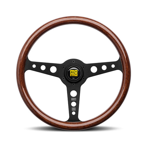 Steering wheel, Indy heritage mahogany wood/black spoke 350mm, Momo