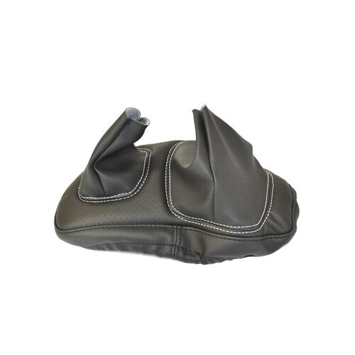 Gear Gaiter Black Leather White Stitch