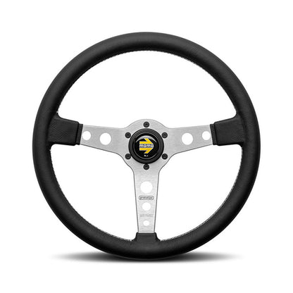 Steering wheel, Prototipo silver spoke/black leather 370mm, Momo