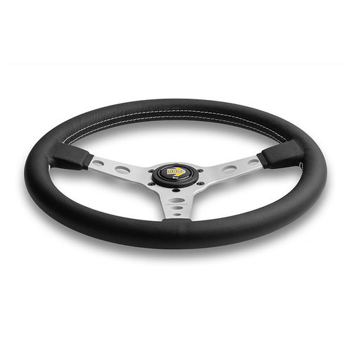 Steering wheel, Prototipo silver spoke/black leather 370mm, Momo